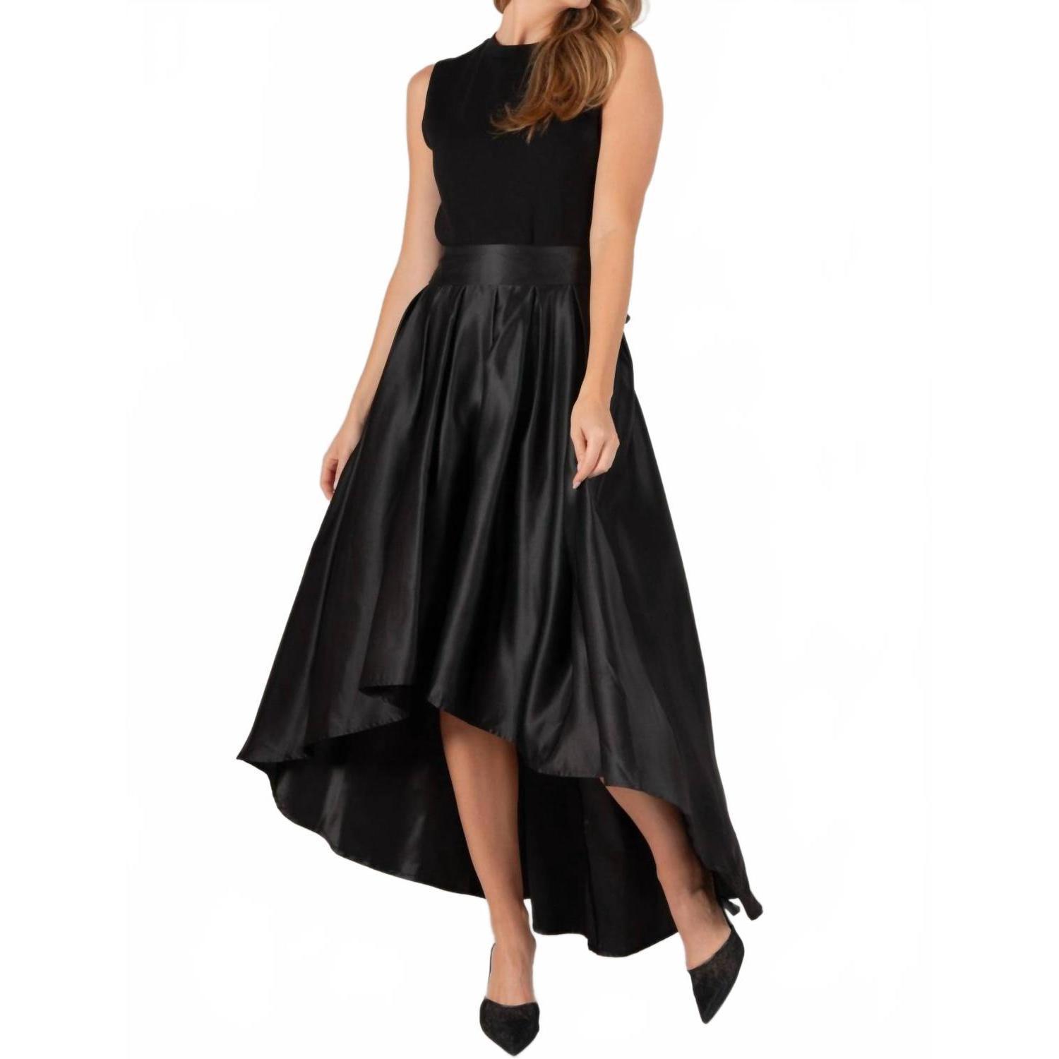 New Before You Satin Hi-Low Formal Skirt In Black